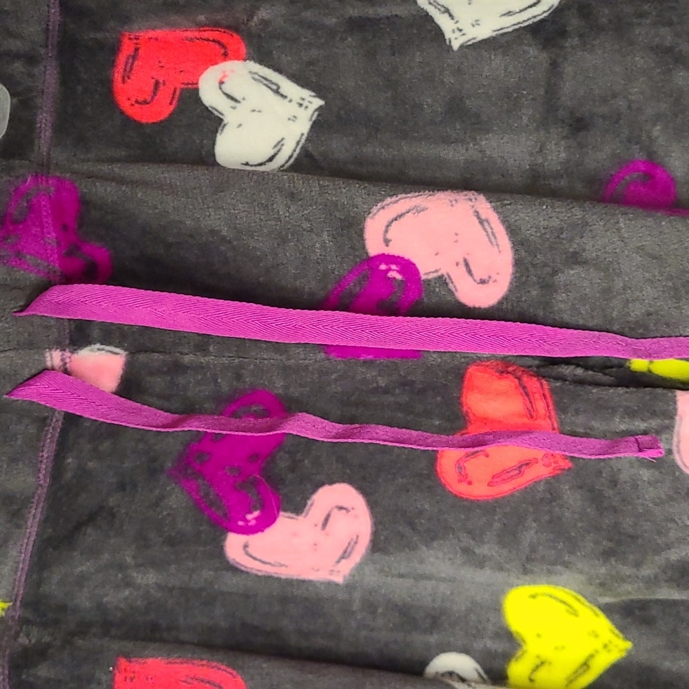Fleece Pajama Pants with Bright Colorful Hearts - Picture 2 of 3